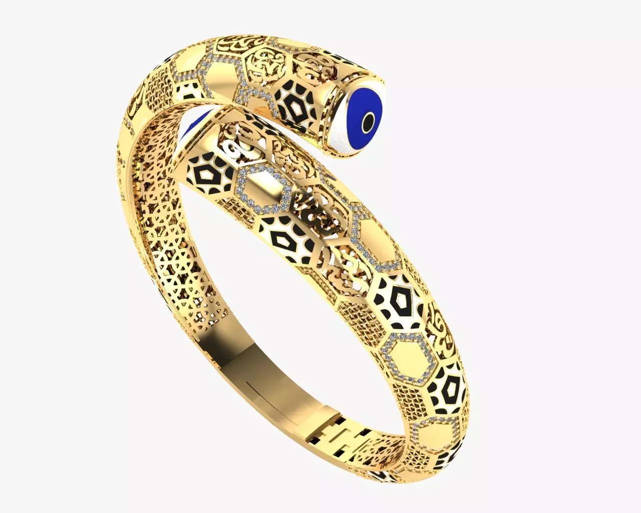 Custom Design Gold Bracelet 3D print model_1