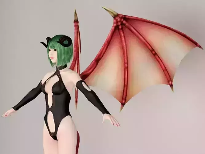  T pose nonrigged model of succubus girl Leila 3D model