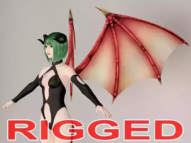 T pose rigged model of succubus girl Leila 3D model
