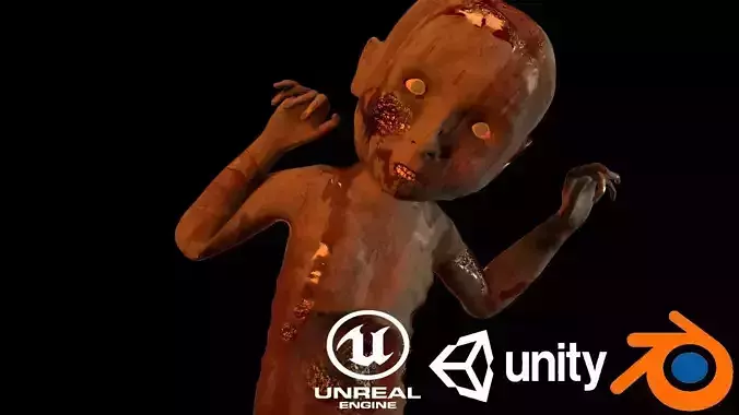 Child Zombie 3D Model for Games Cinematics and VR