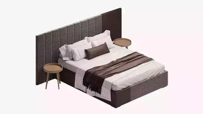 Bed with an asymmetrical headboard