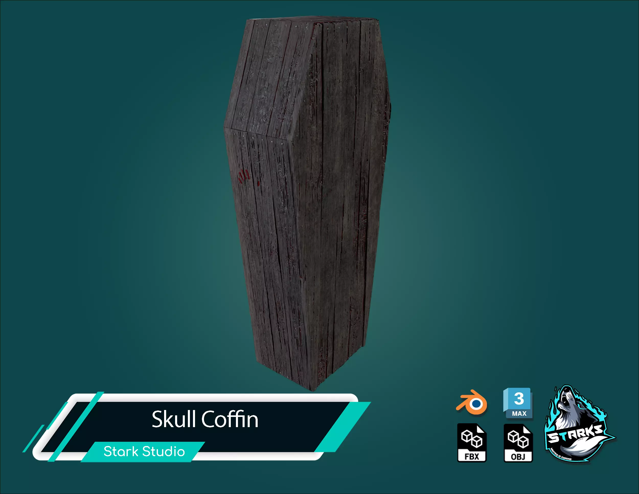 Skull Coffin Low-poly 3D model_7