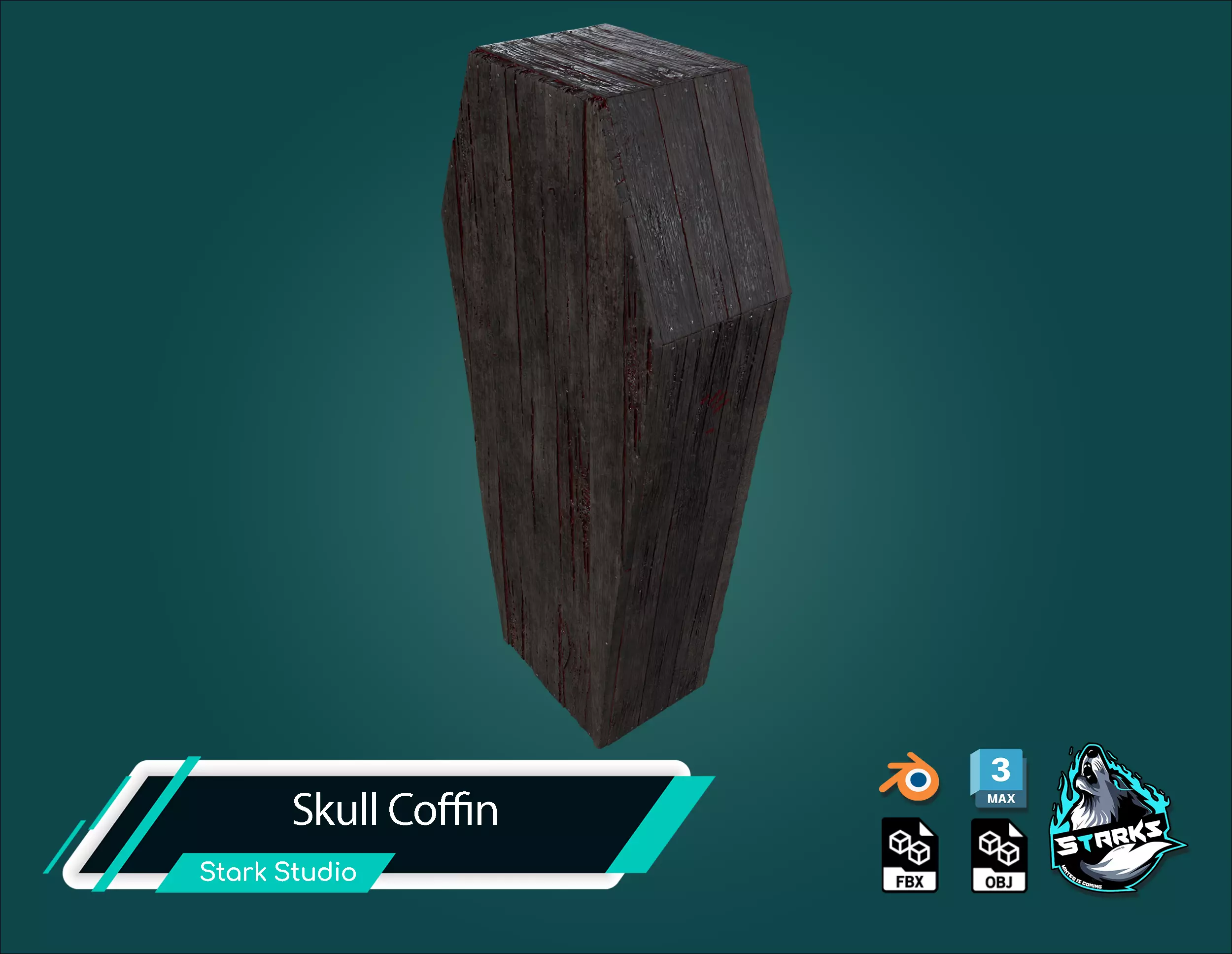 Skull Coffin Low-poly 3D model_8