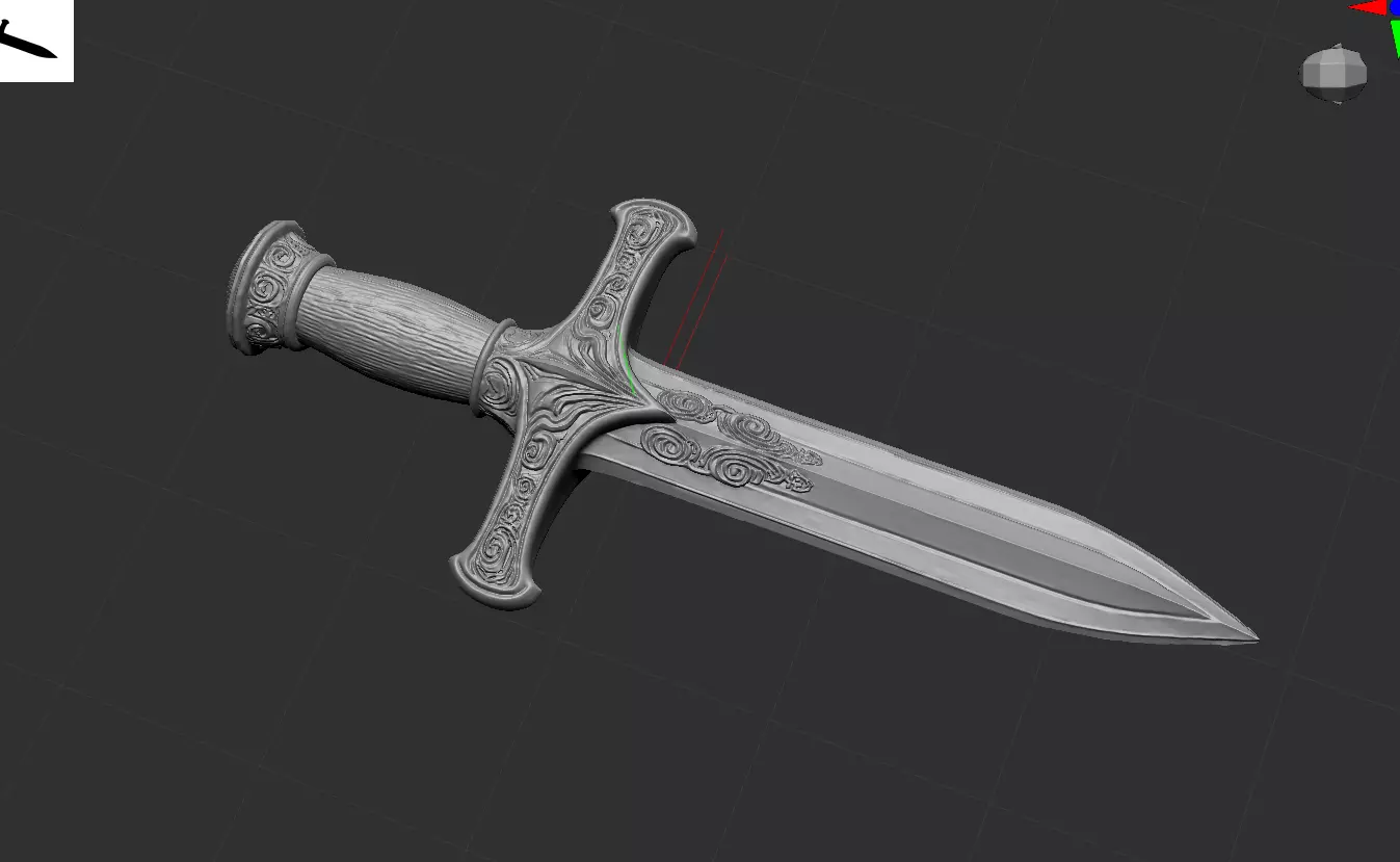 Realistic Medieval Dagger 3D Model - Ornate Fantasy Knife 3D model_3