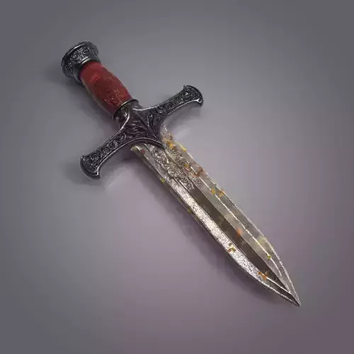Realistic Medieval Dagger 3D Model - Ornate Fantasy Knife