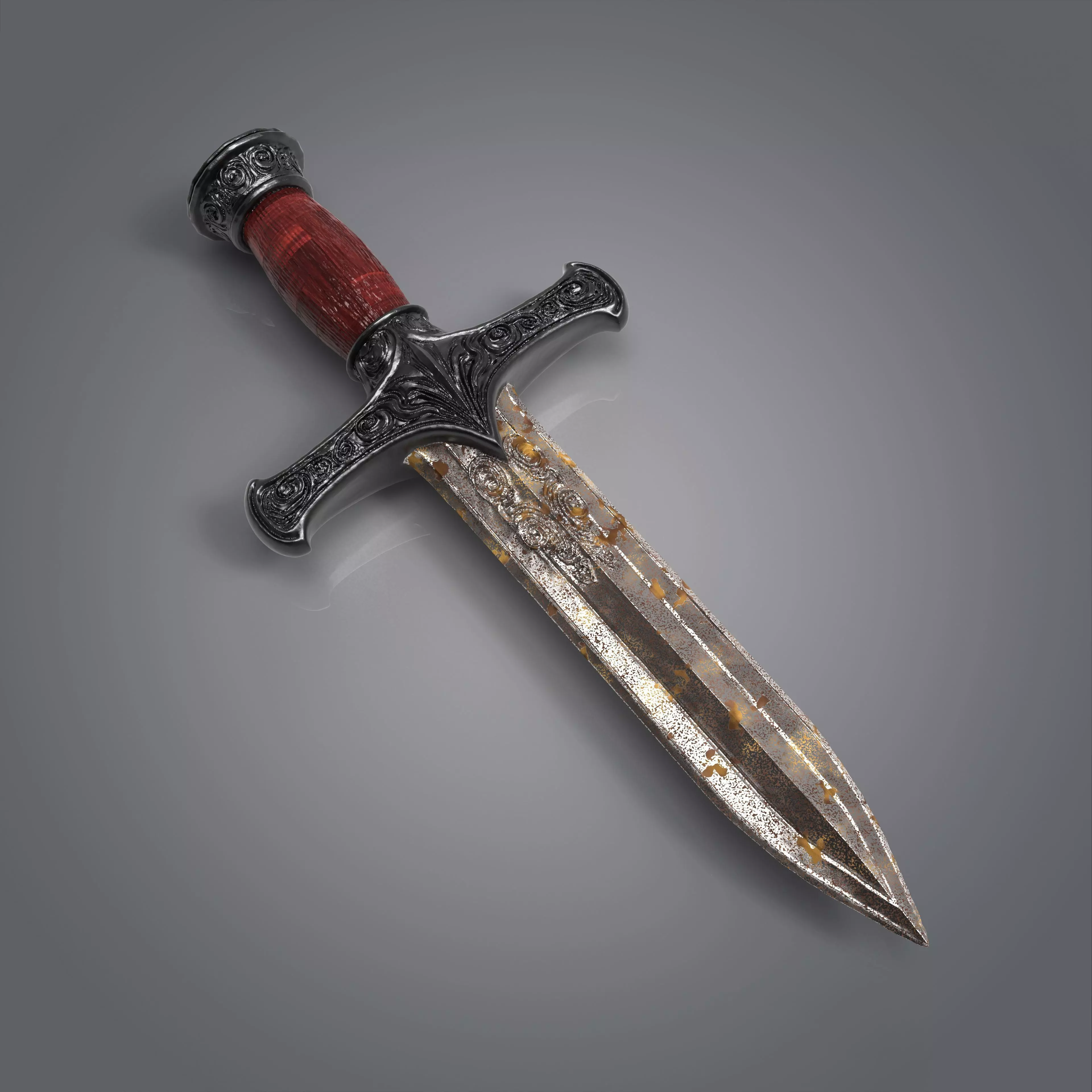 Realistic Medieval Dagger 3D Model - Ornate Fantasy Knife 3D model_0