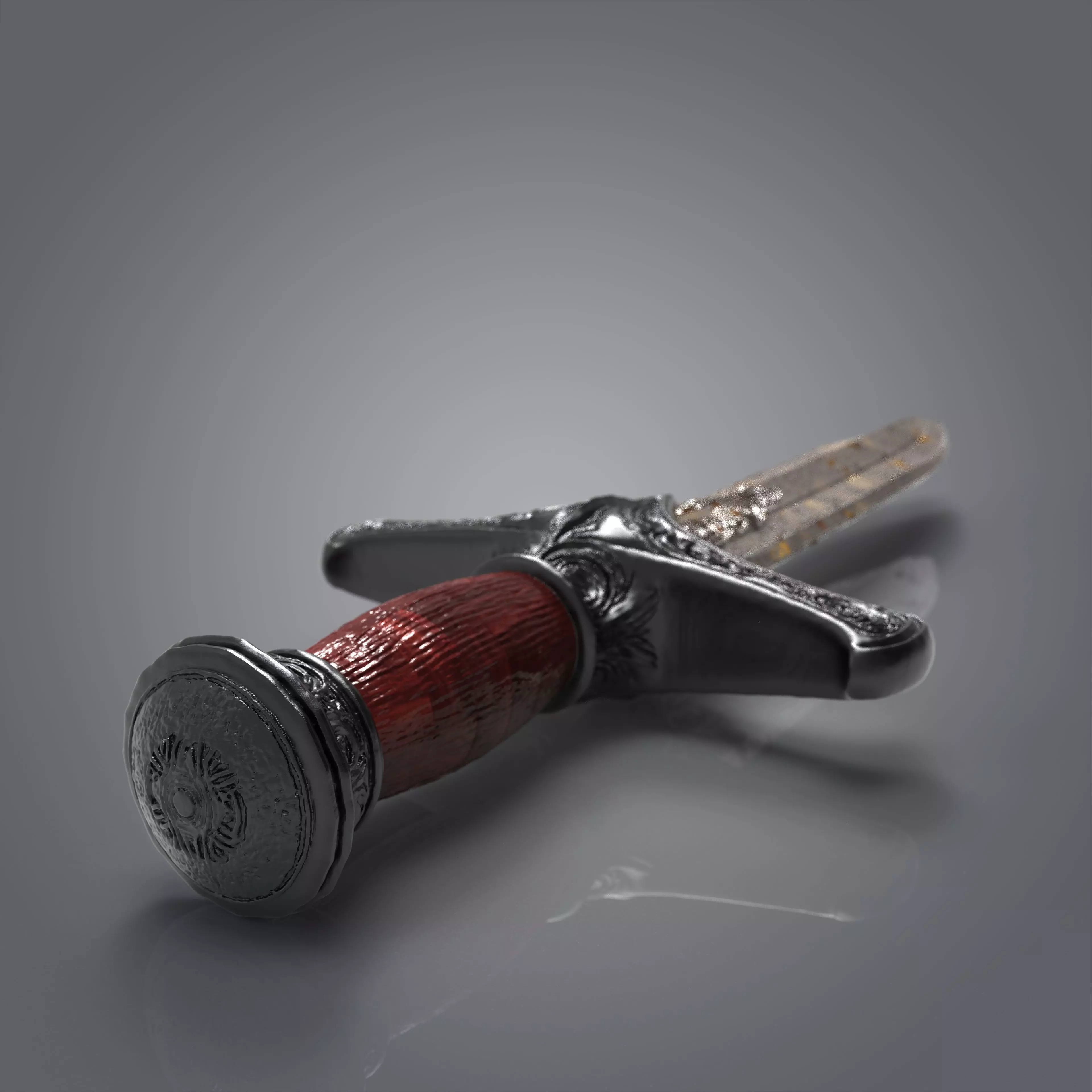 Realistic Medieval Dagger 3D Model - Ornate Fantasy Knife 3D model_2