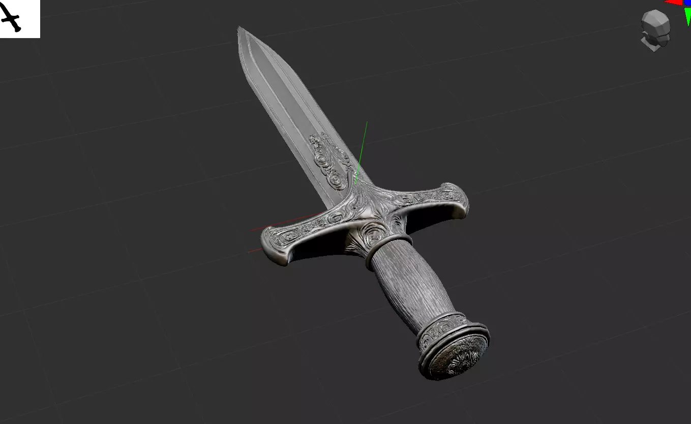 Realistic Medieval Dagger 3D Model - Ornate Fantasy Knife 3D model_4