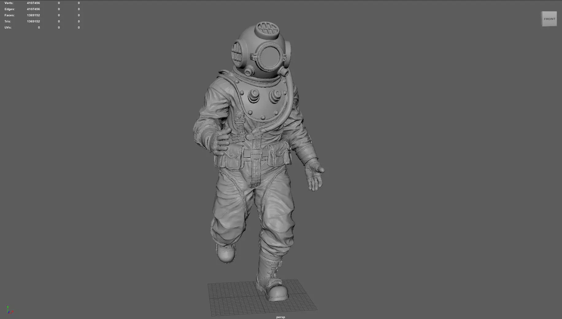 Realistic Vintage Diver Character for 3D Print 3D print model_7