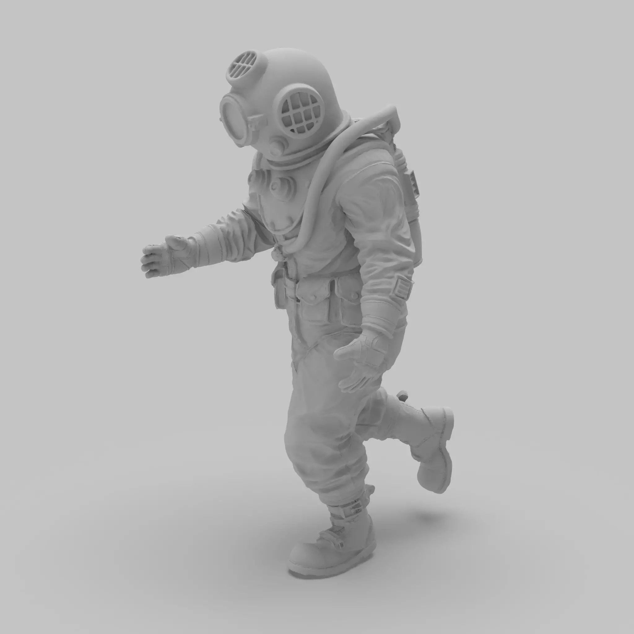 Realistic Vintage Diver Character for 3D Print 3D print model_4