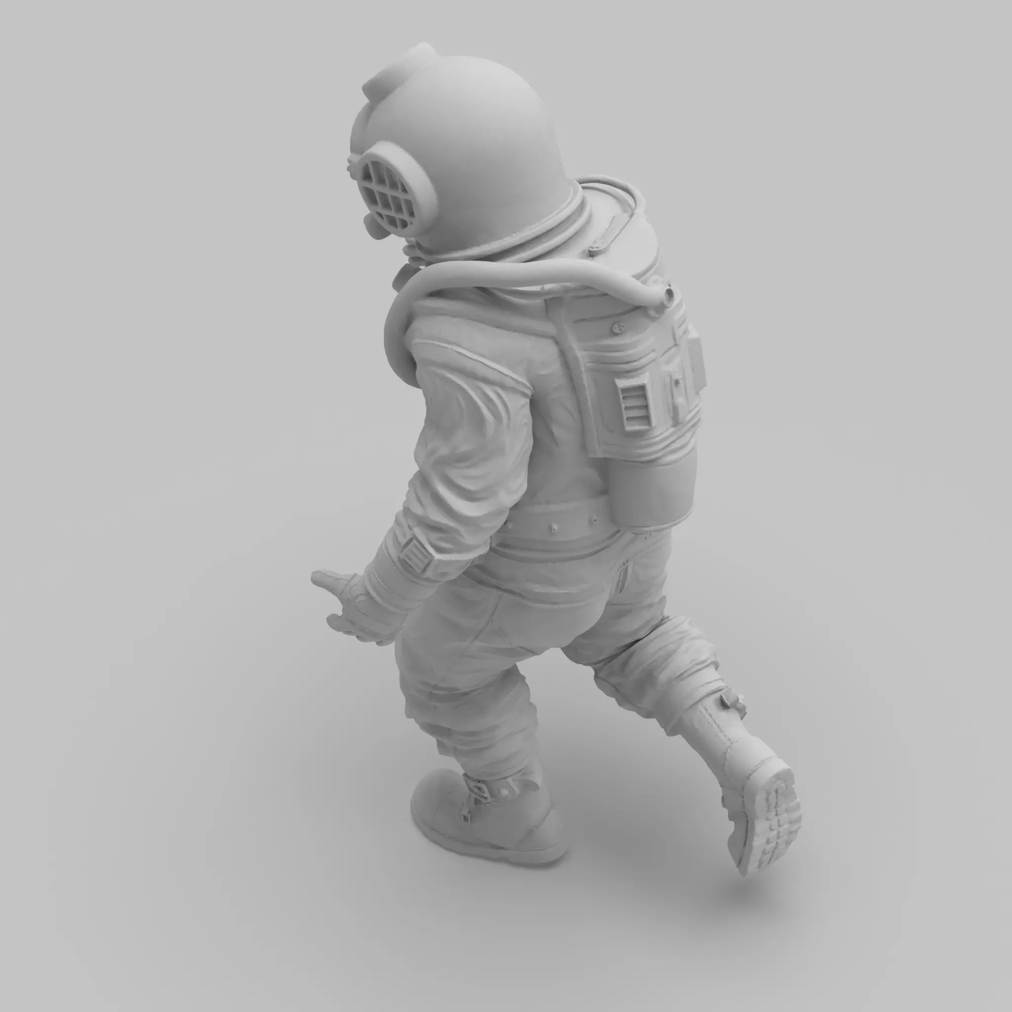 Realistic Vintage Diver Character for 3D Print 3D print model_3