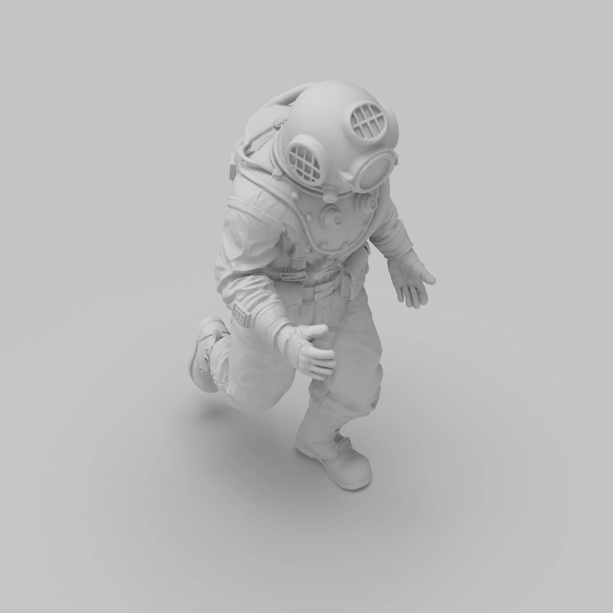 Realistic Vintage Diver Character for 3D Print 3D print model_5