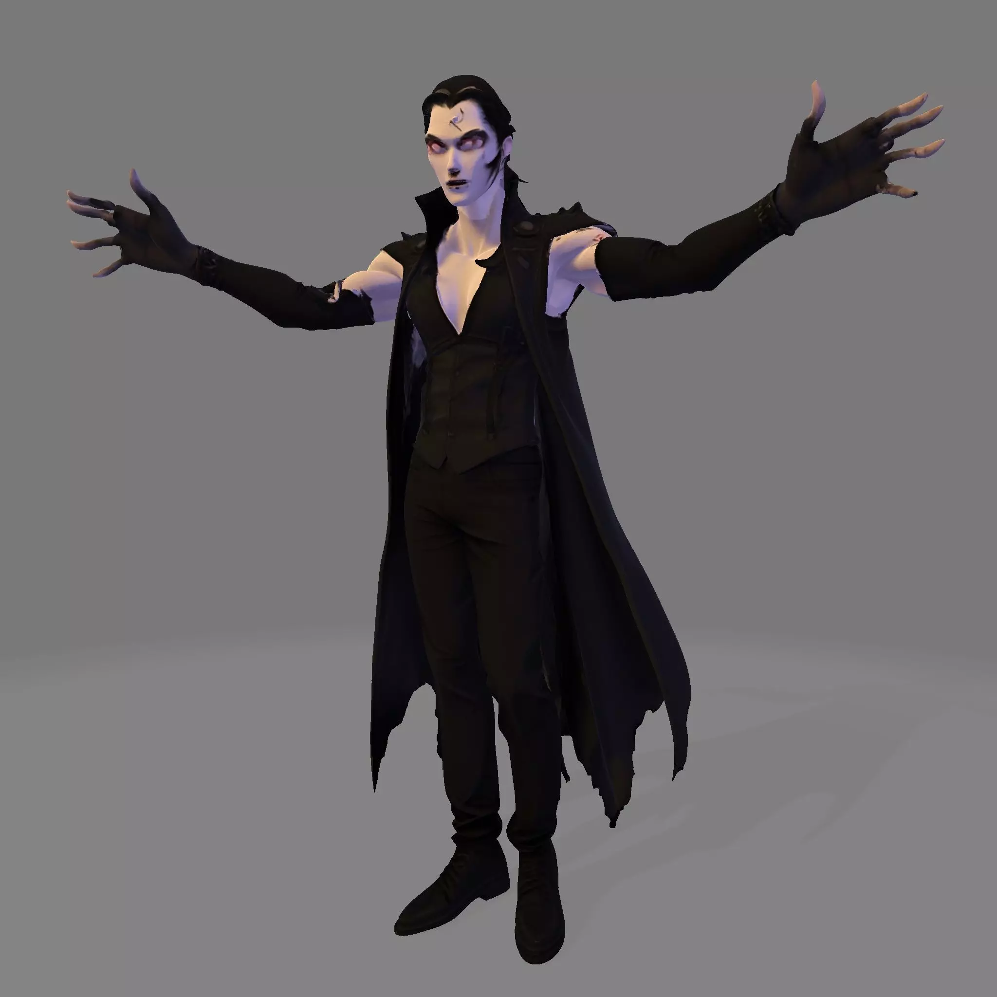 Gothic Vampire Lord  High Poly Stylized 3D Print Figurine 3D print model_1
