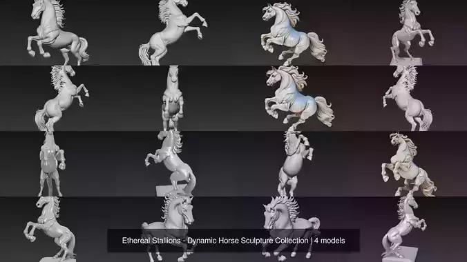 Ethereal Stallions - Dynamic Horse Sculpture Collection