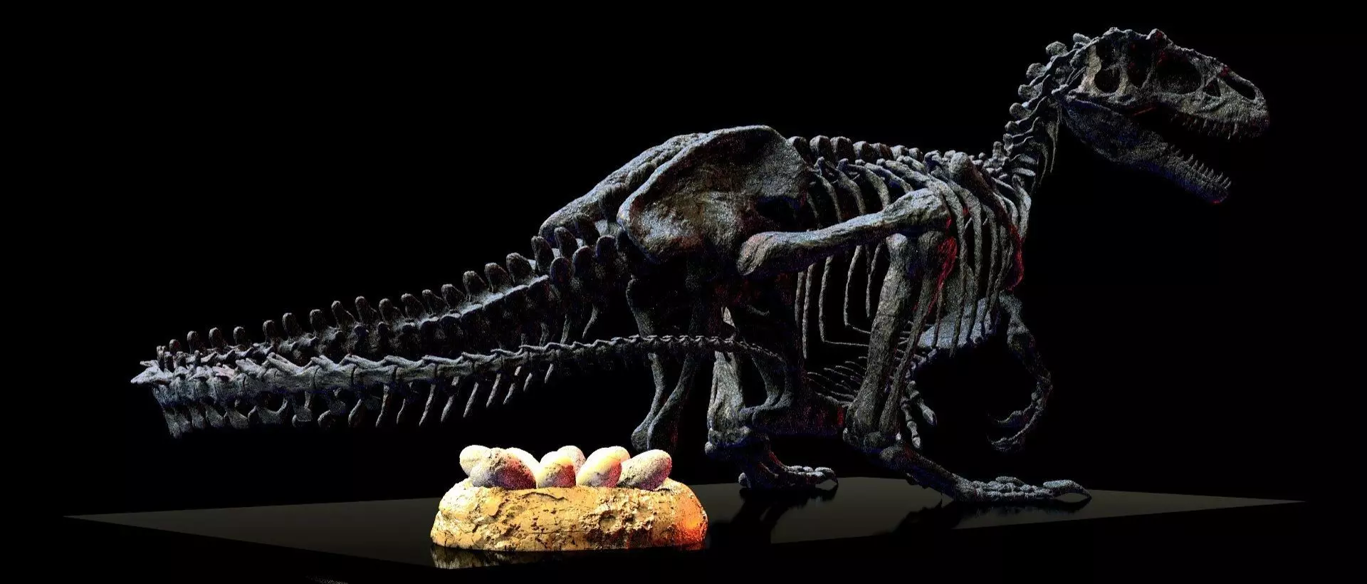 Allosaurus skeleton with nest  3D print model_2
