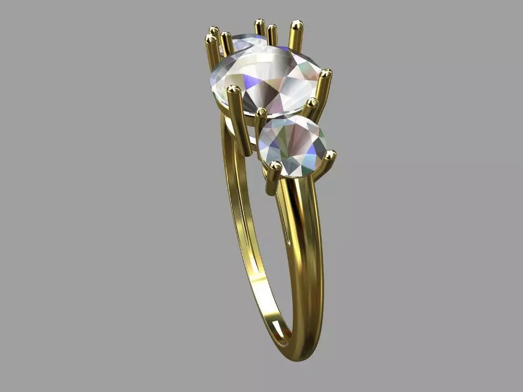 Round Center Stone Ring 7 00mm 3D print model_6