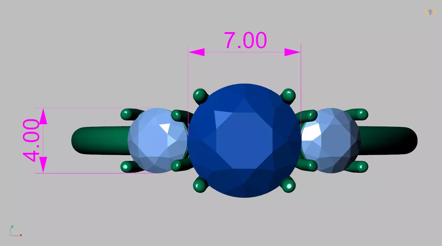 Round Center Stone Ring 7 00mm 3D print model_12