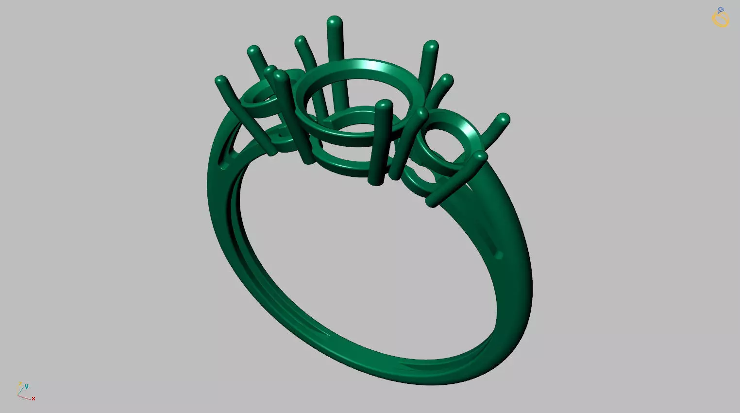 Round Center Stone Ring 7 00mm 3D print model_10