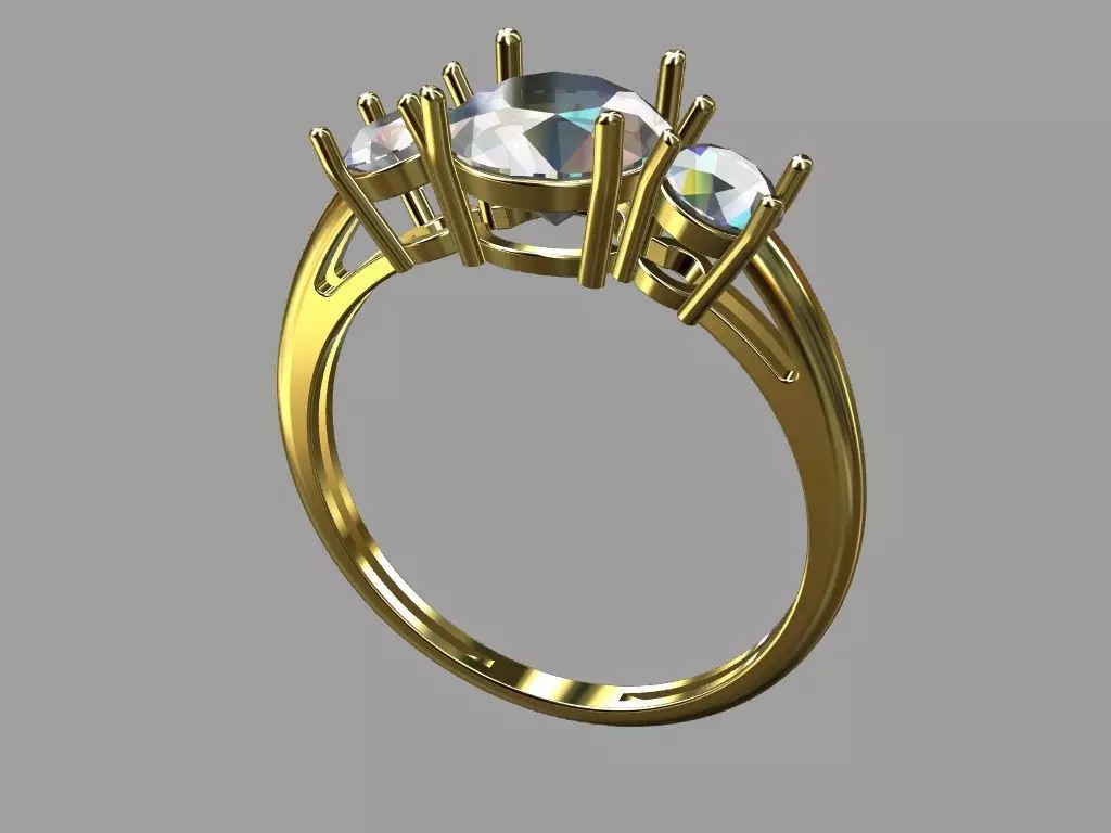 Round Center Stone Ring 7 00mm 3D print model_0