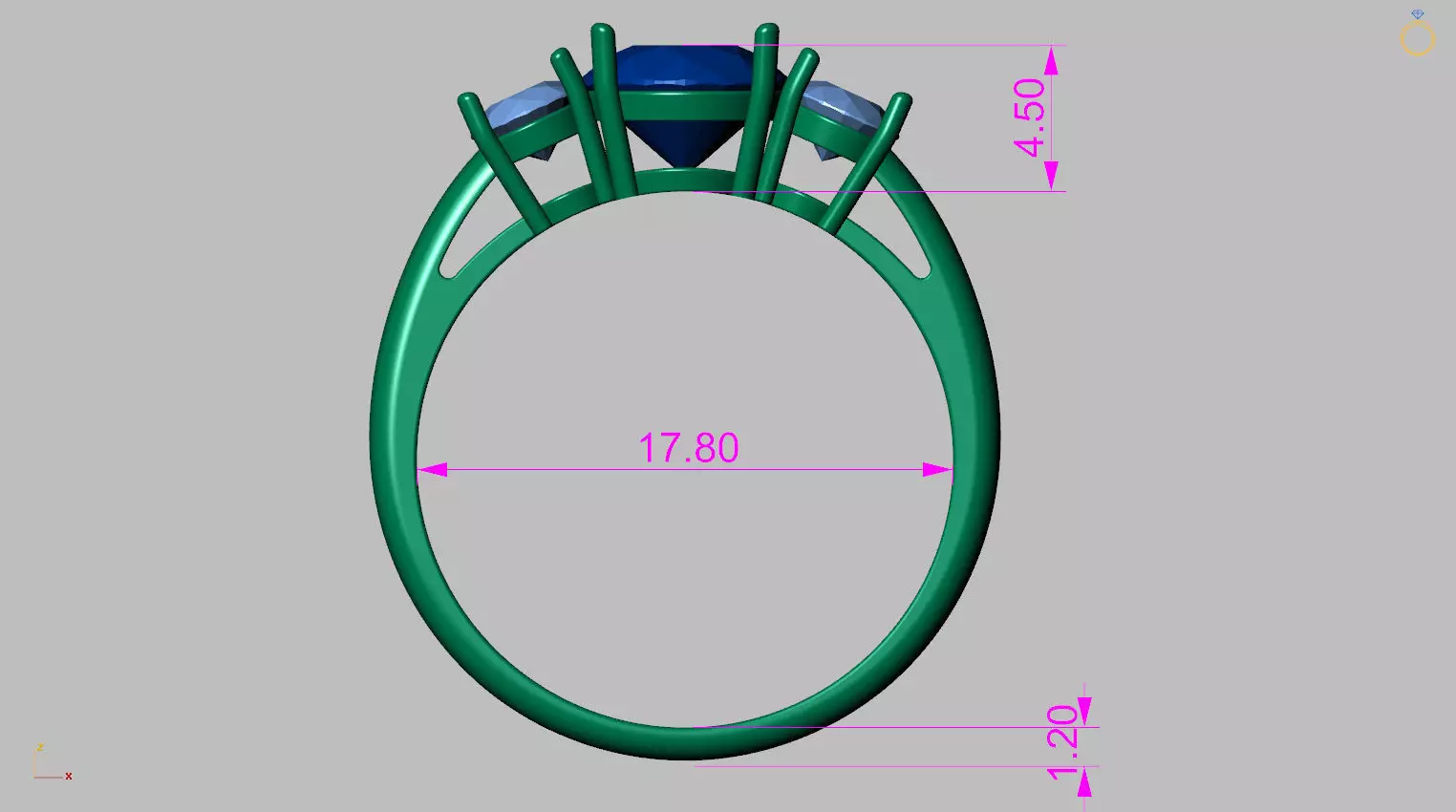 Round Center Stone Ring 7 00mm 3D print model_11