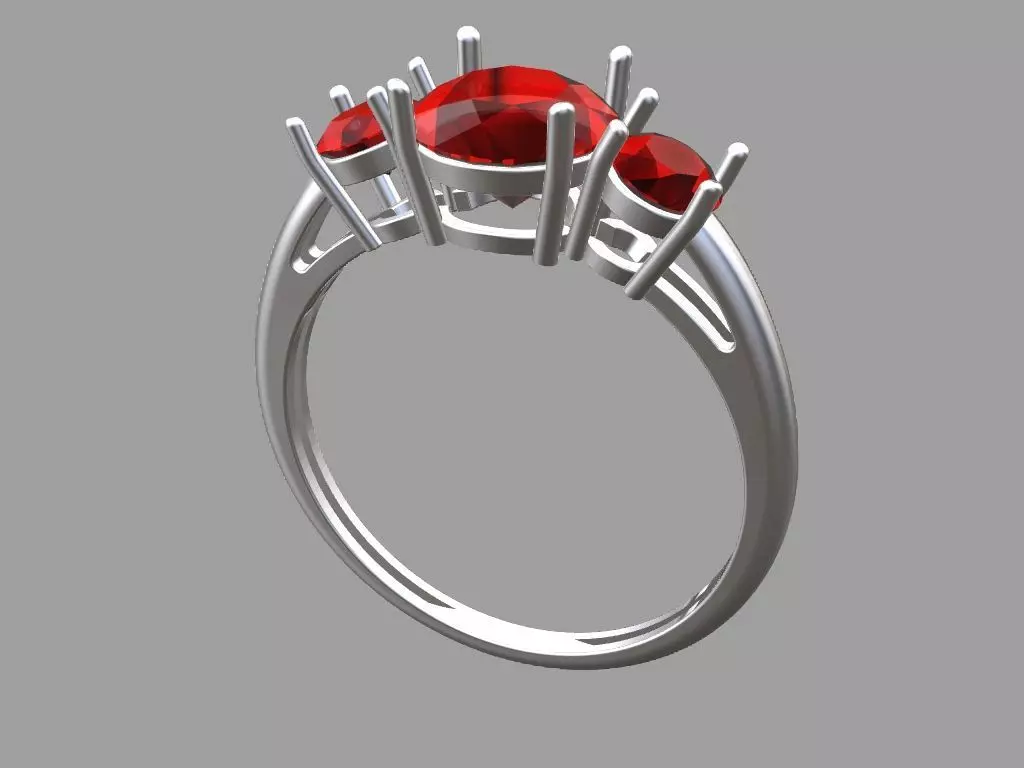 Round Center Stone Ring 7 00mm 3D print model_3