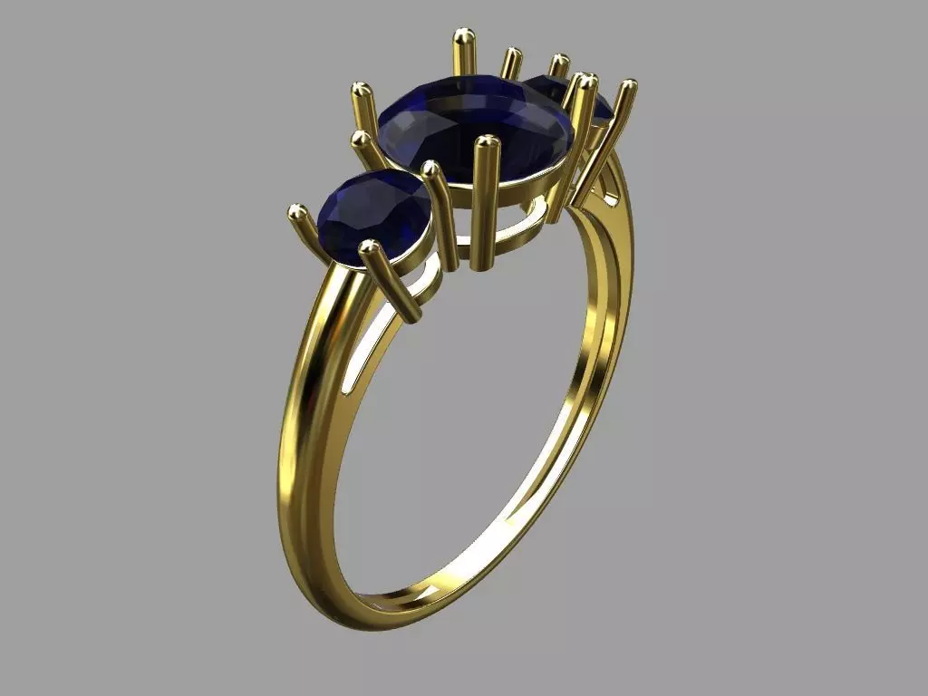 Round Center Stone Ring 7 00mm 3D print model_7