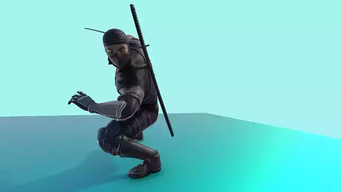 Ninja Fighter Animated With 54 Animations Game Ready