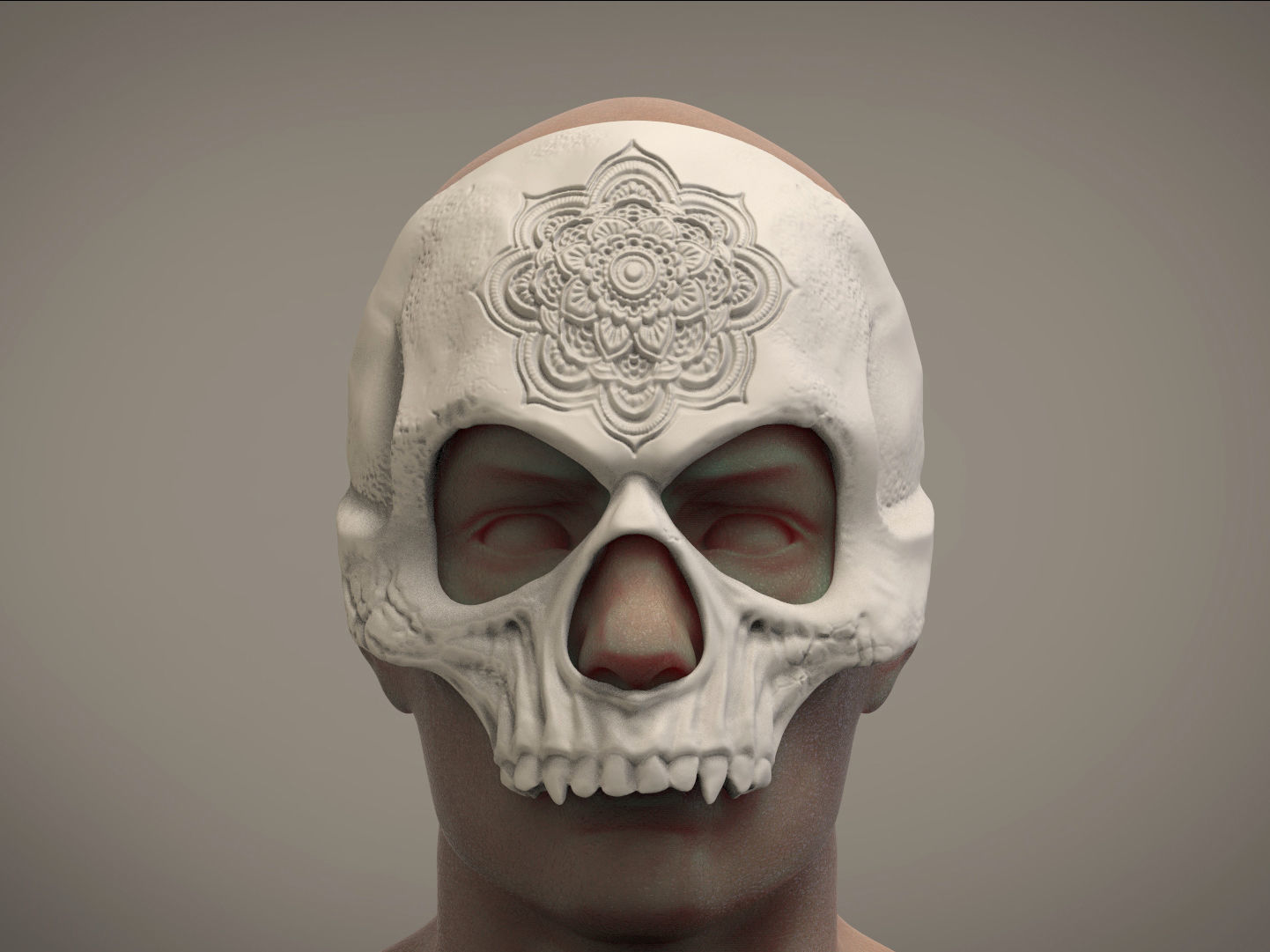 Mandala Halloween mask Skull mask Masquerade mask STL 3D print model_1