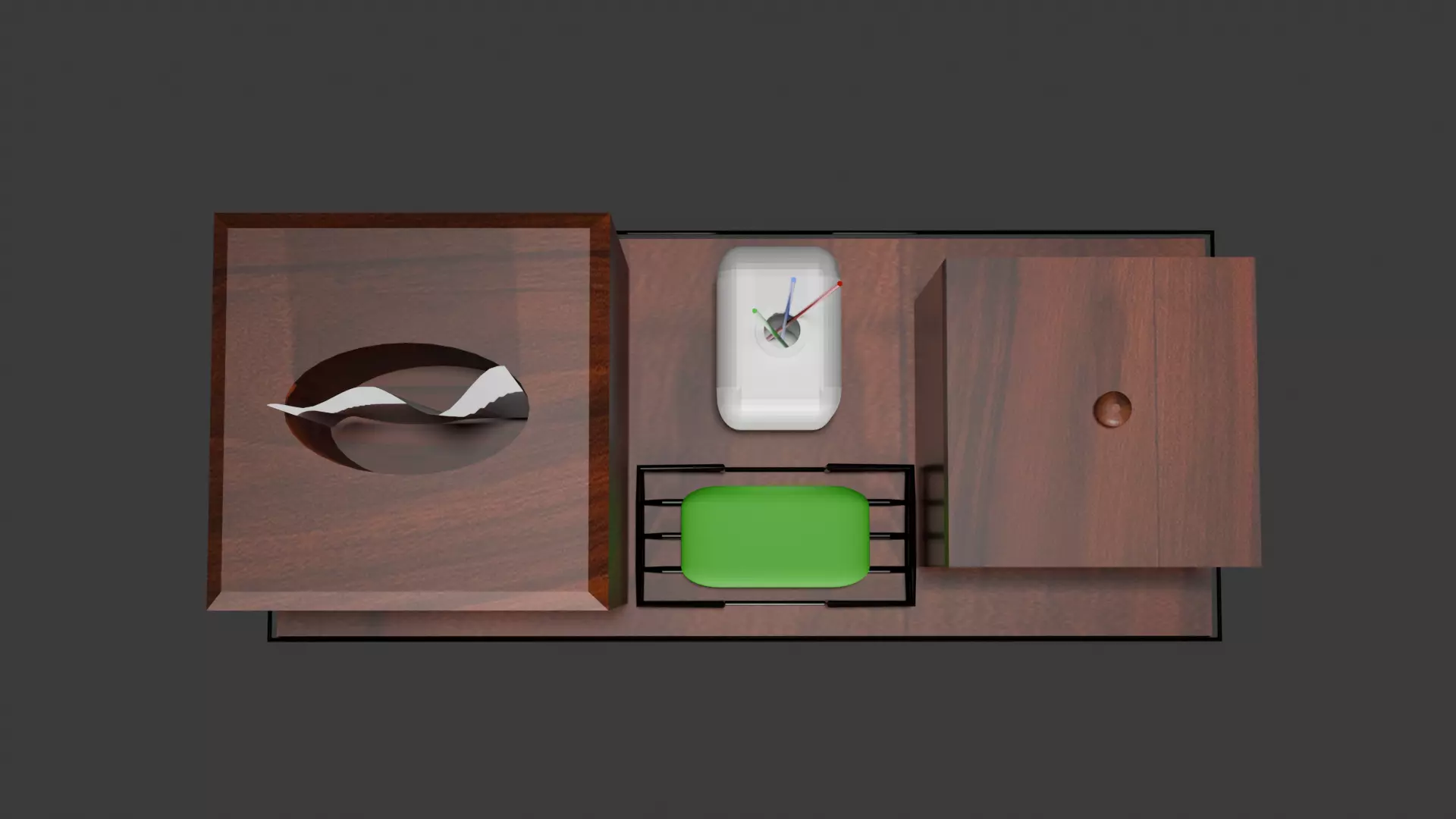 Wood and Wire Bathroom Vanity Set Low-poly 3D model_5