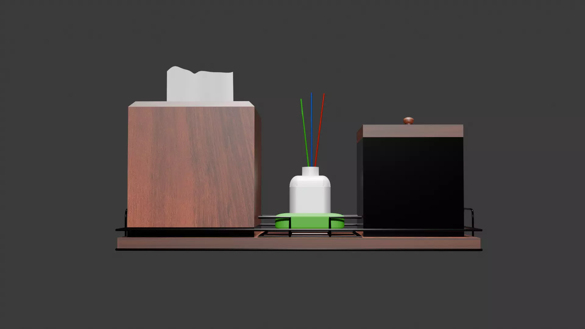 Wood and Wire Bathroom Vanity Set Low-poly 3D model_3