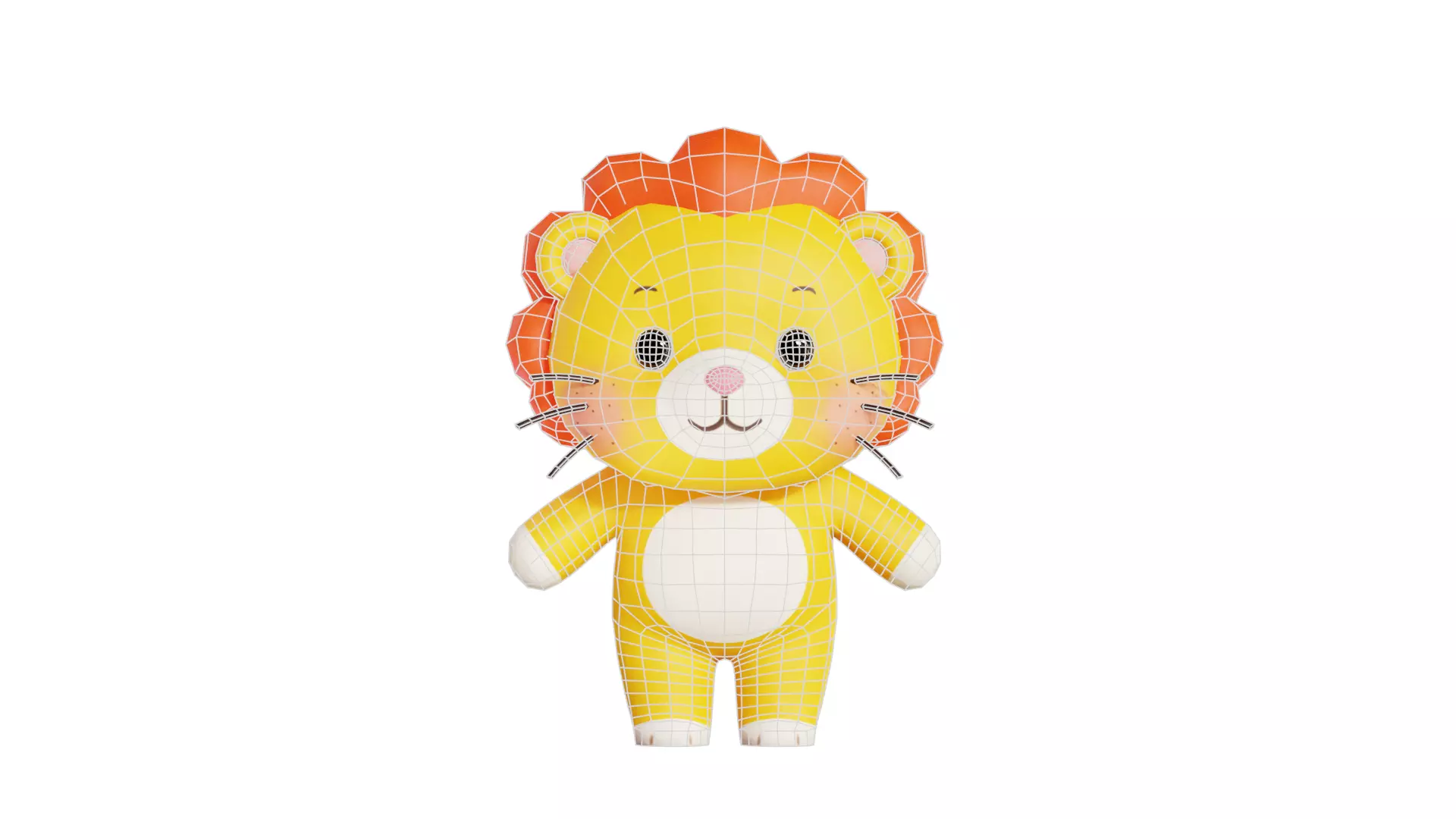 Lion Character Cartoon Chibi Kawaii Rigged Animated Low-poly 3D model_10