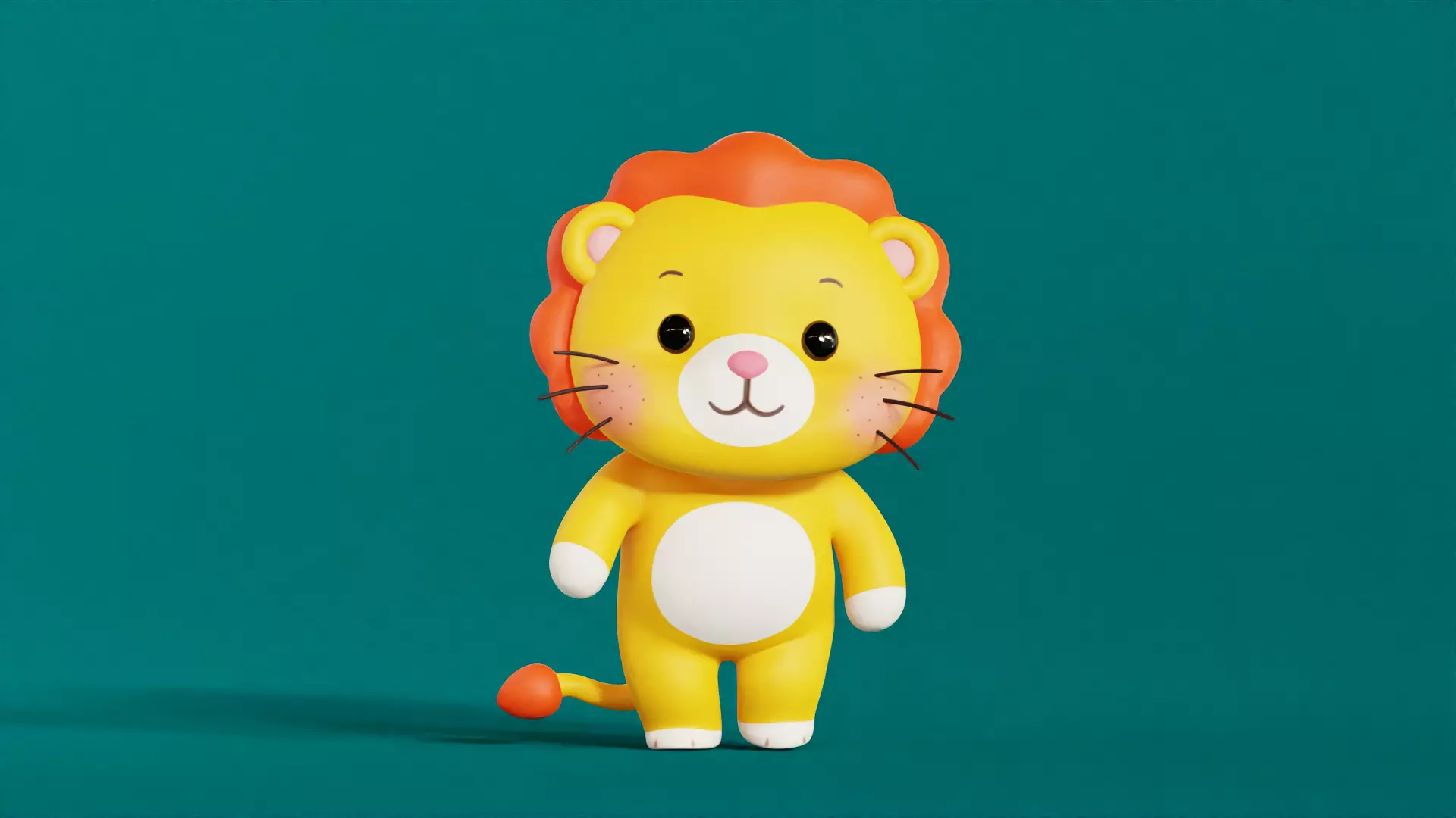 Lion Character Cartoon Chibi Kawaii Rigged Animated Low-poly 3D model_8