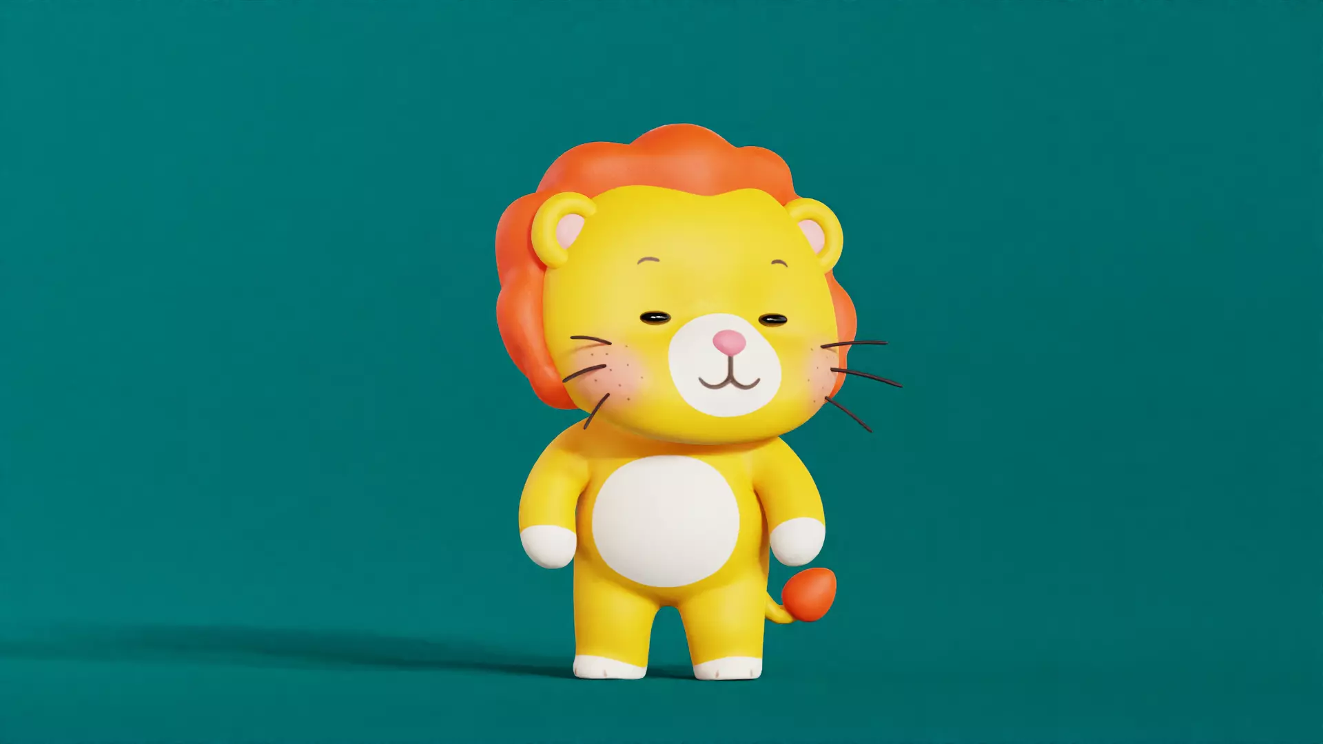 Lion Character Cartoon Chibi Kawaii Rigged Animated Low-poly 3D model_3