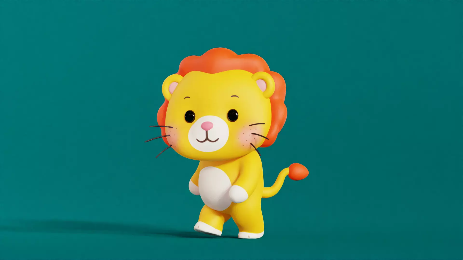 Lion Character Cartoon Chibi Kawaii Rigged Animated Low-poly 3D model_7