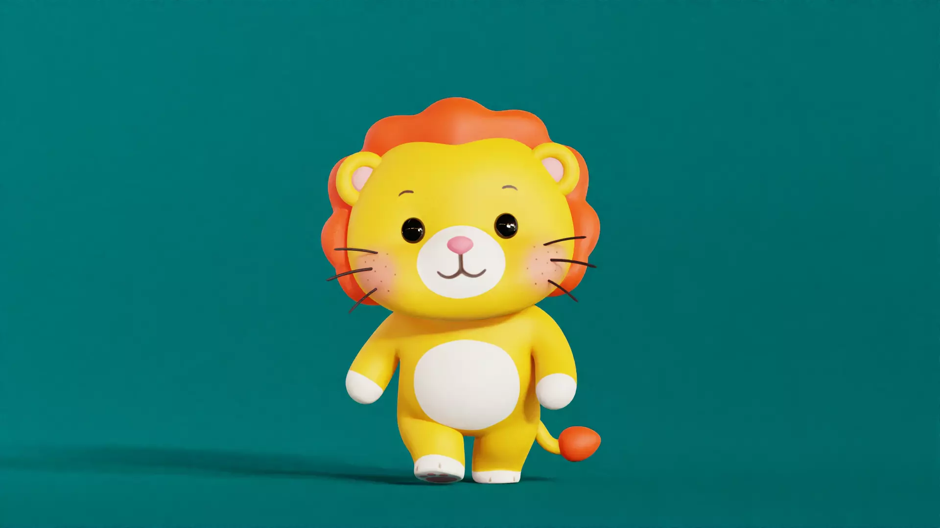 Lion Character Cartoon Chibi Kawaii Rigged Animated Low-poly 3D model_6