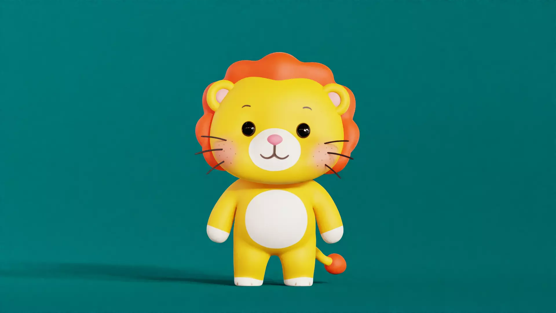 Lion Character Cartoon Chibi Kawaii Rigged Animated Low-poly 3D model_4