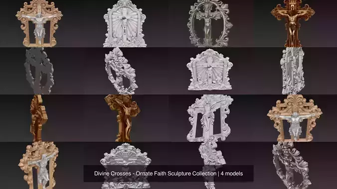 Divine Crosses - Ornate Faith Sculpture Collection