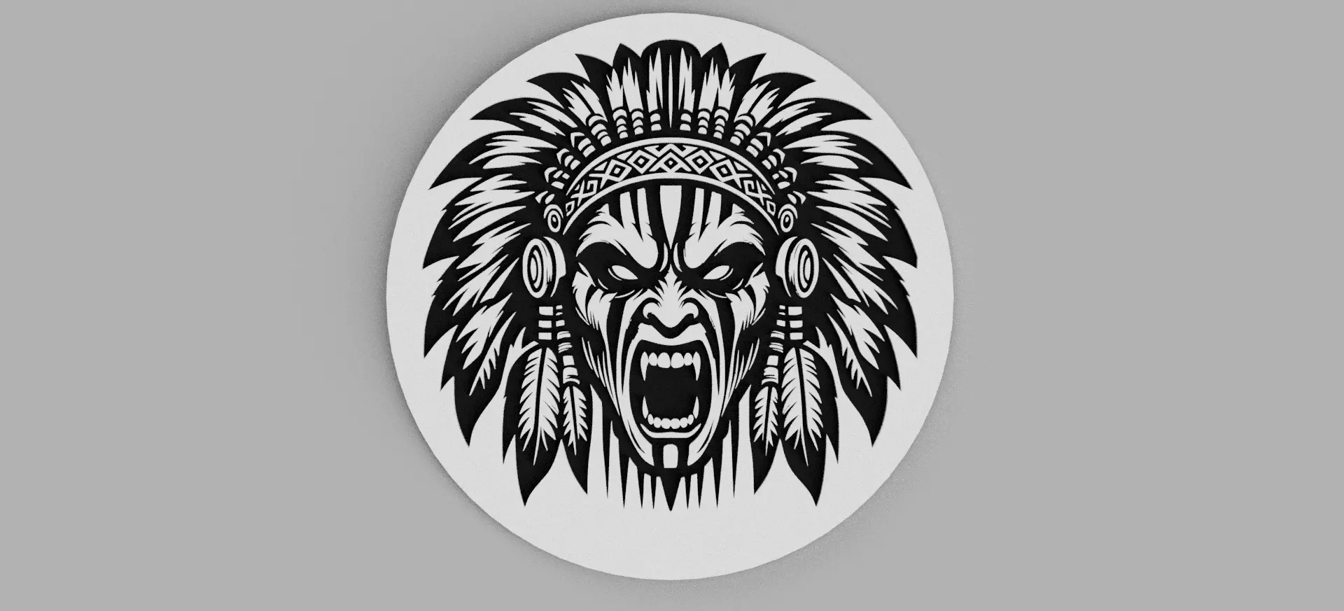 Native American Indian Skull Fangs Vampire Feathers Coasters Free 3D print model