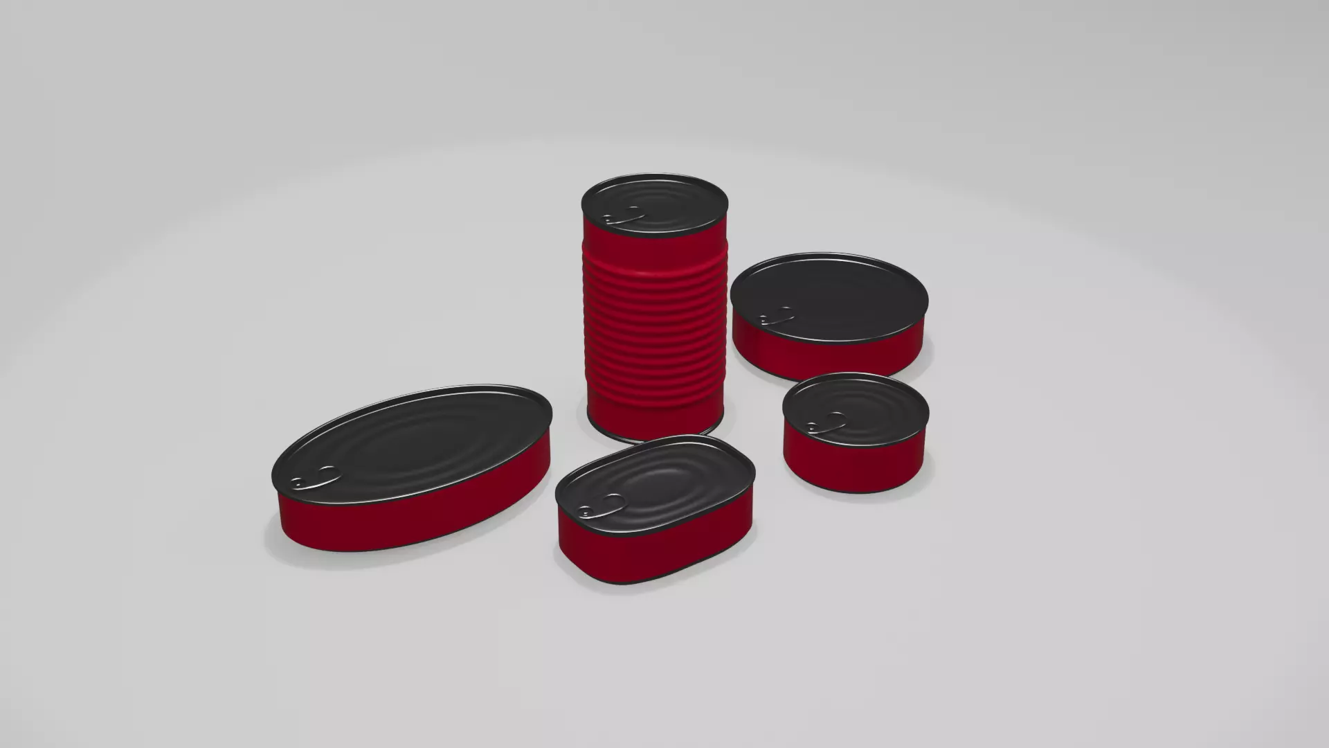 Set of 5 High-Poly Metal Food Cans Realistic Blender Models 3D model_1