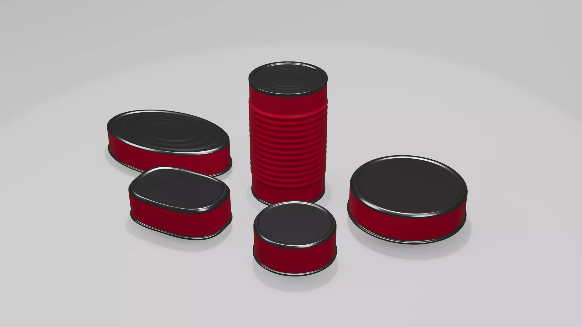 Set of 5 High-Poly Metal Food Cans Realistic Blender Models 3D model_2