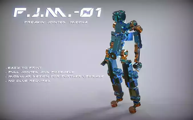 FJM01 - Freakin jointed mecha 3D print model