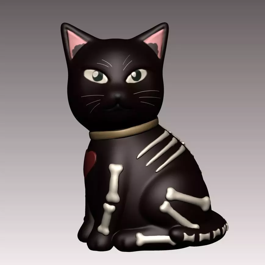 Cat With Bones 3D print model_0