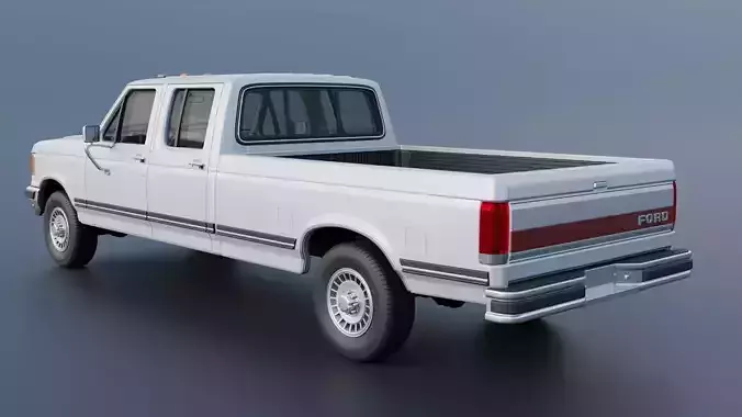 Pickup Truck F-350 Crew Cab 1987 3D print model 5