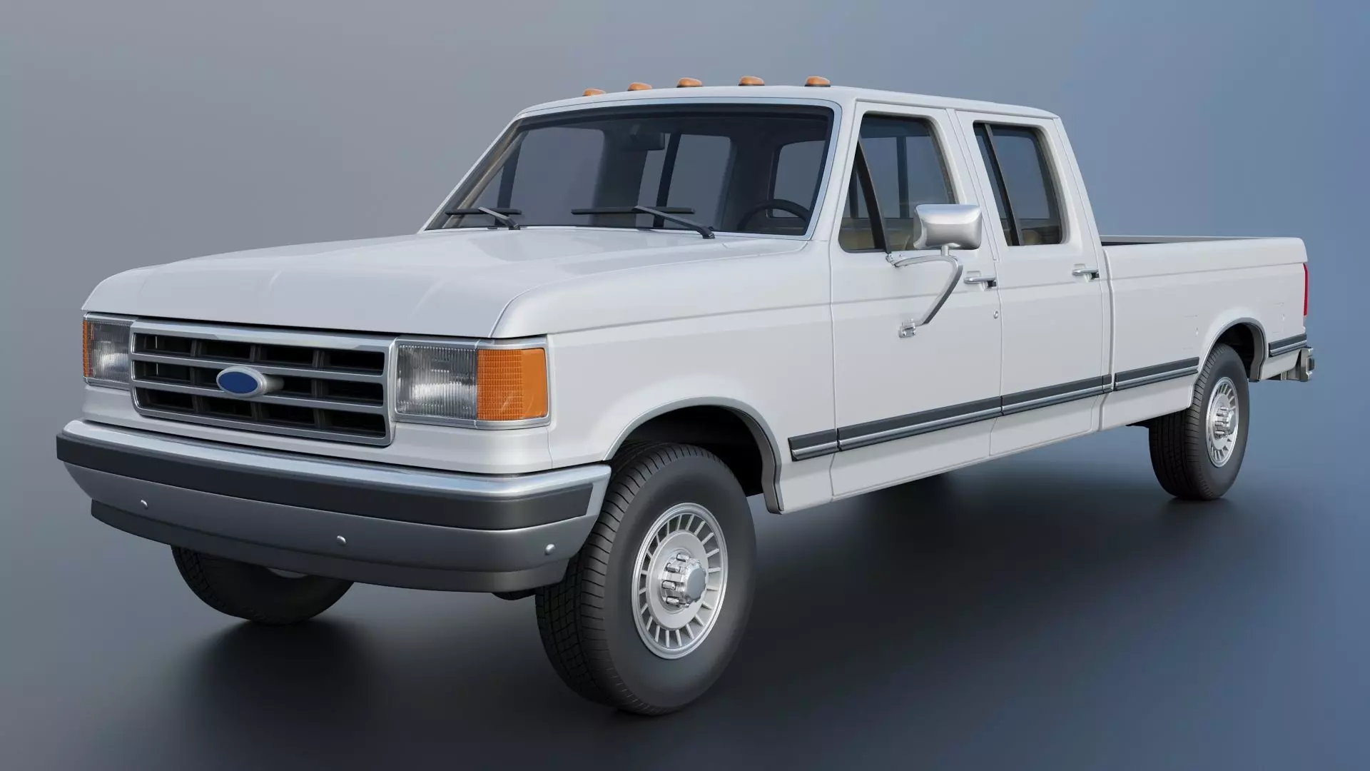 Pickup Truck F-350 Crew Cab 1987 3D print model_2