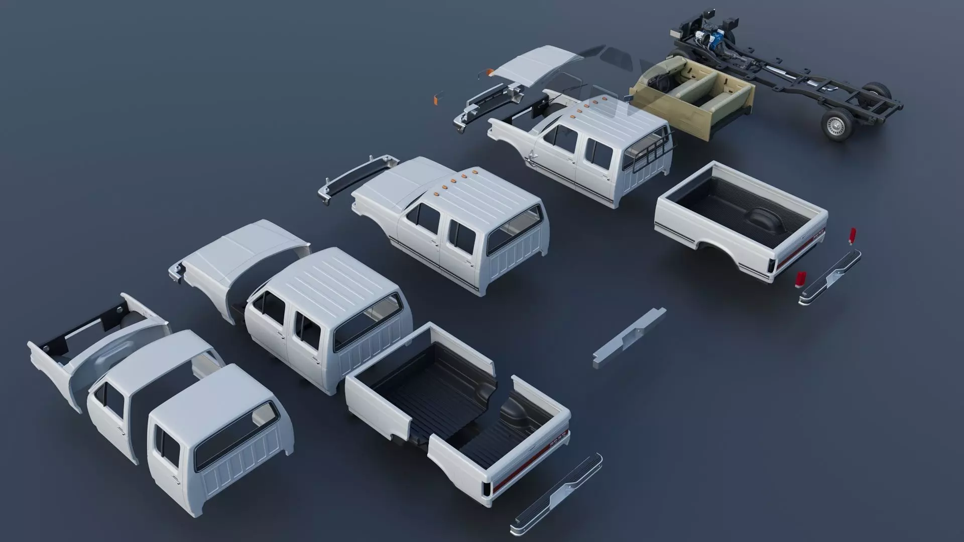 Pickup Truck F-350 Crew Cab 1987 3D print model_18