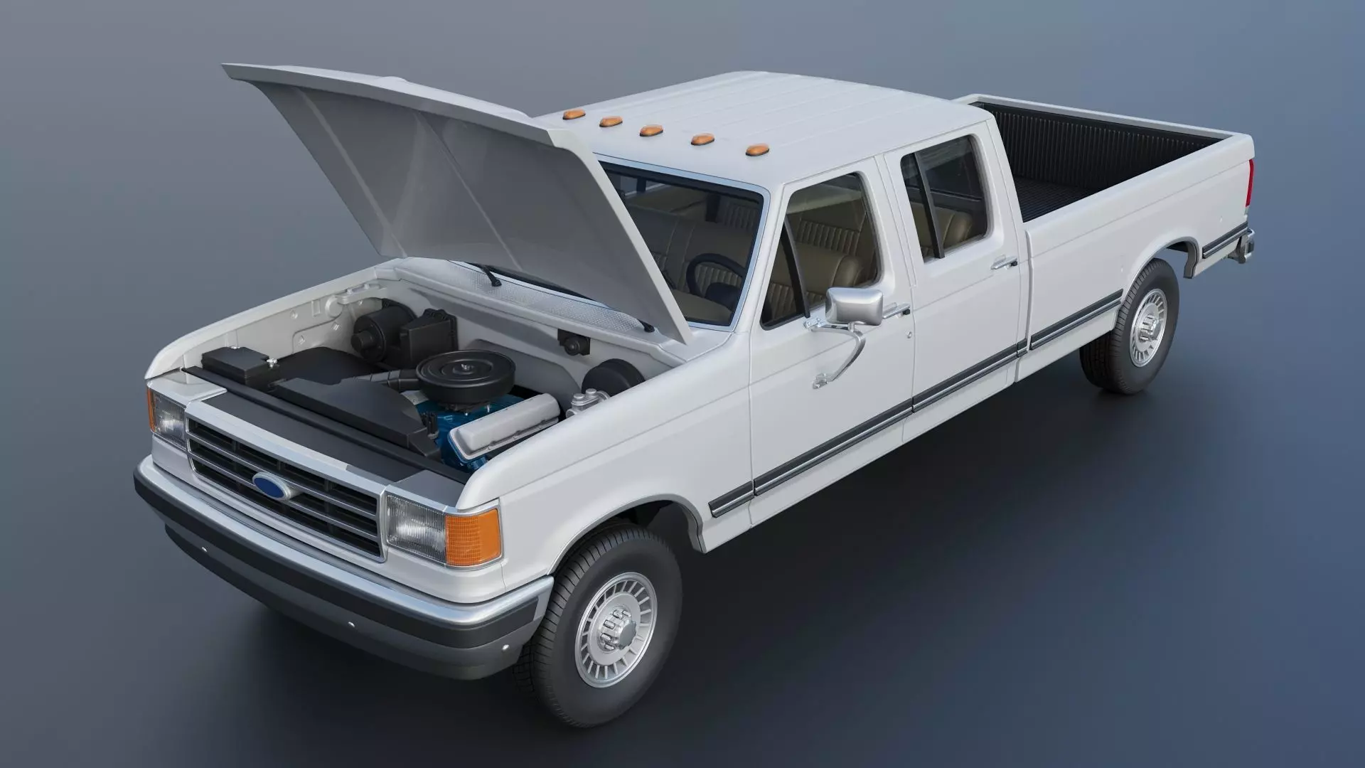 Pickup Truck F-350 Crew Cab 1987 3D print model_13