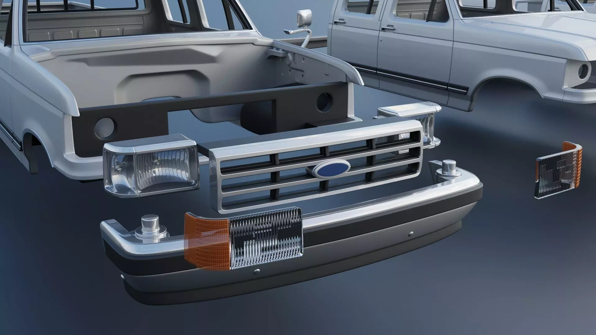 Pickup Truck F-350 Crew Cab 1987 3D print model_20