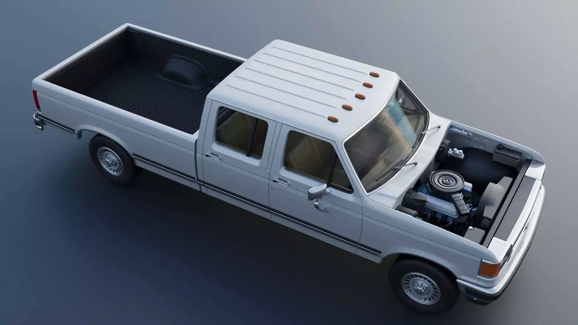 Pickup Truck F-350 Crew Cab 1987 3D print model_15