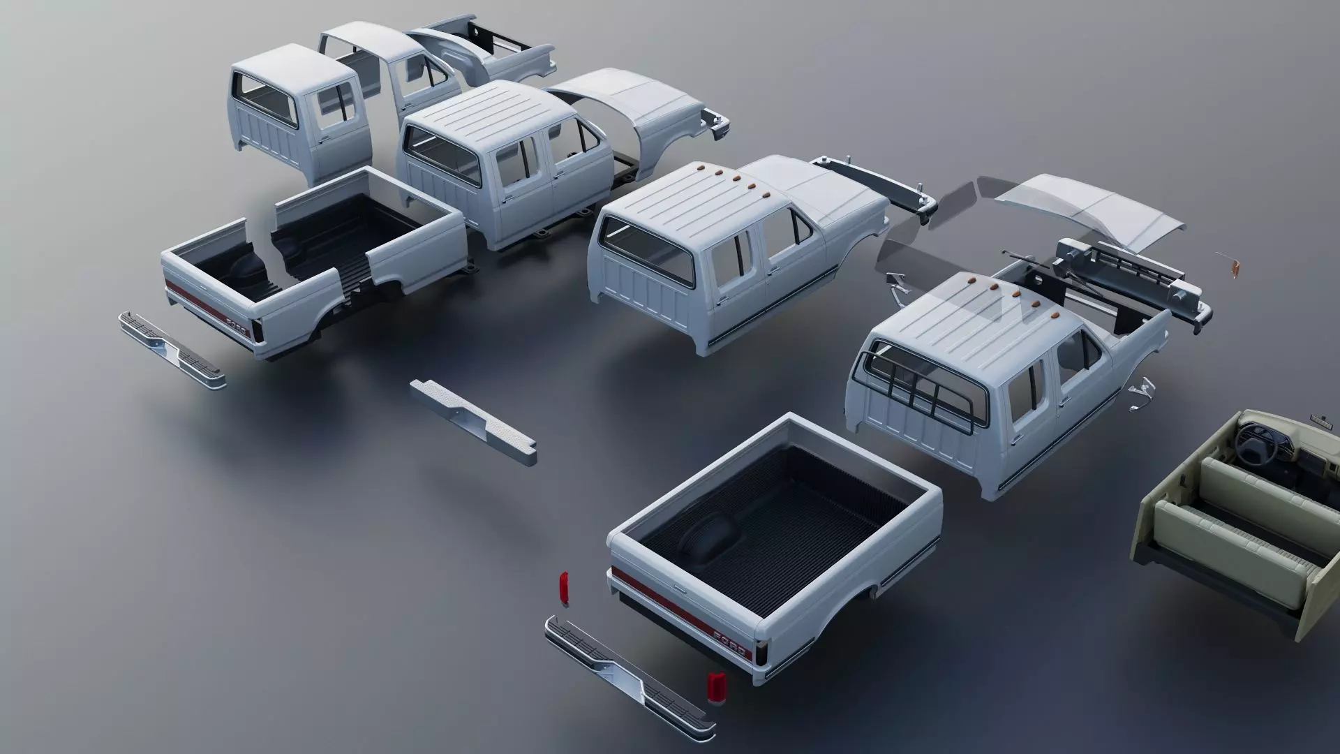 Pickup Truck F-350 Crew Cab 1987 3D print model_19