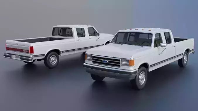 Pickup Truck F-350 Crew Cab 1987 3D print model 2